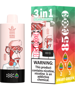 Bang King 85000 85k Puffs 3 in 1 Flavors Rechargeable LCD Display Disposable Vape in Lush Ice & Kiwi Passion Fruit Guava & Straw Mango flavor