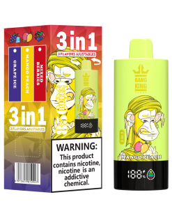 Bang King 85000 85k Puffs 3 in 1 Flavors Rechargeable LCD Display Disposable Vape in Mixed Fruits & Mango Peach & Grape Ice flavor