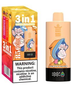 Bang King 85000 85k Puffs 3 in 1 Flavors Rechargeable LCD Display Disposable Vape in Tropical Fruit & Strawberry Watermelon & Lemon Peach flavor