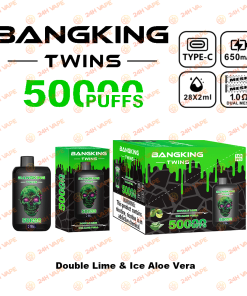 Bang King Twins 50000 50K Puffs 2% 3% 5% Nicotine Double Taste LED Display Disposable Vape in Double Lime & Ice Aloe Vera flavor