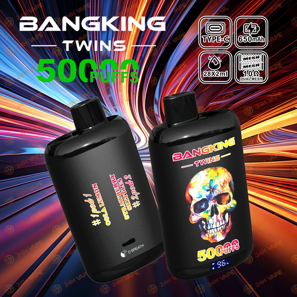 Bang King Twins 50000 50K Puffs 2% 3% 5% Nicotine Double Taste LED Display Disposable Vape product image