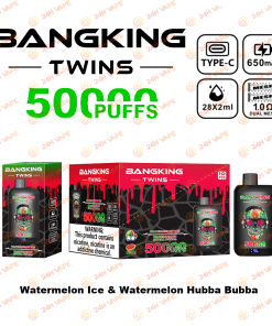 Bang King Twins 50000 50K Puffs 2% 3% 5% Nicotine Double Taste LED Display Disposable Vape in Watermelon Ice & Watermelon Hubba Bubba flavor