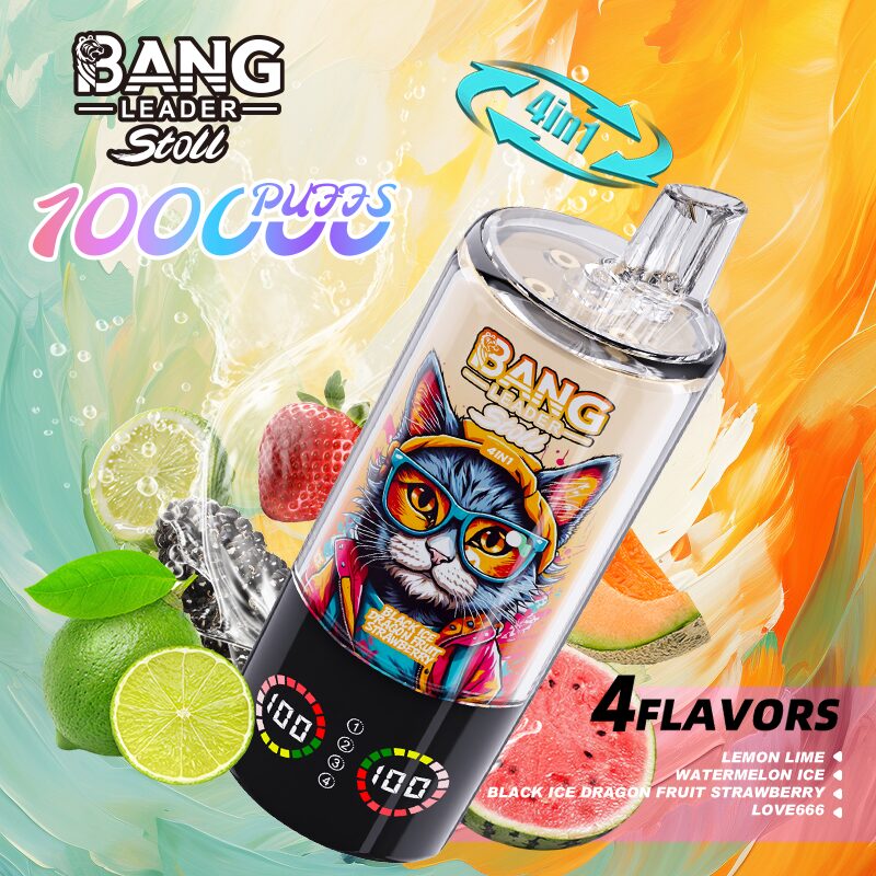 Bang Leader Stoll 100K 100000 Puffs 4 in 1 Flavors & Quad Mesh Coil LED Display Disposable Vape product detail image