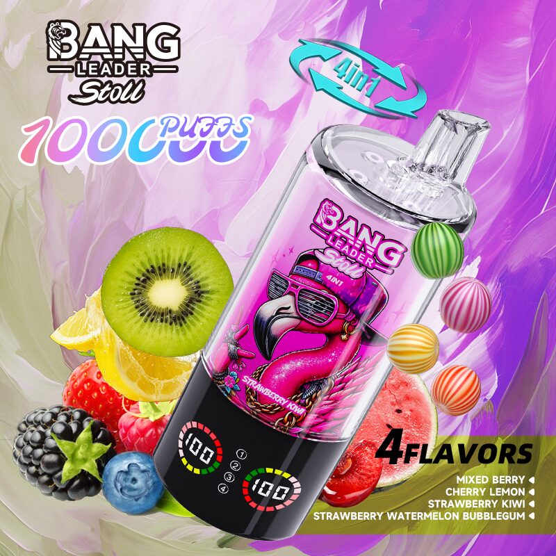 Bang Leader Stoll 100K 100000 Puffs 4 in 1 Flavors & Quad Mesh Coil LED Display Disposable Vape in Random Mix flavor