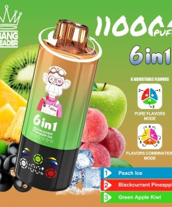 Bang Leader 110000 110K Puffs 6 in 1 Flavors Rechargeable LED Display Disposable Vape in Peach Ice & Blackcurrant Pineapple Ice & Green Apple Kiwi flavor