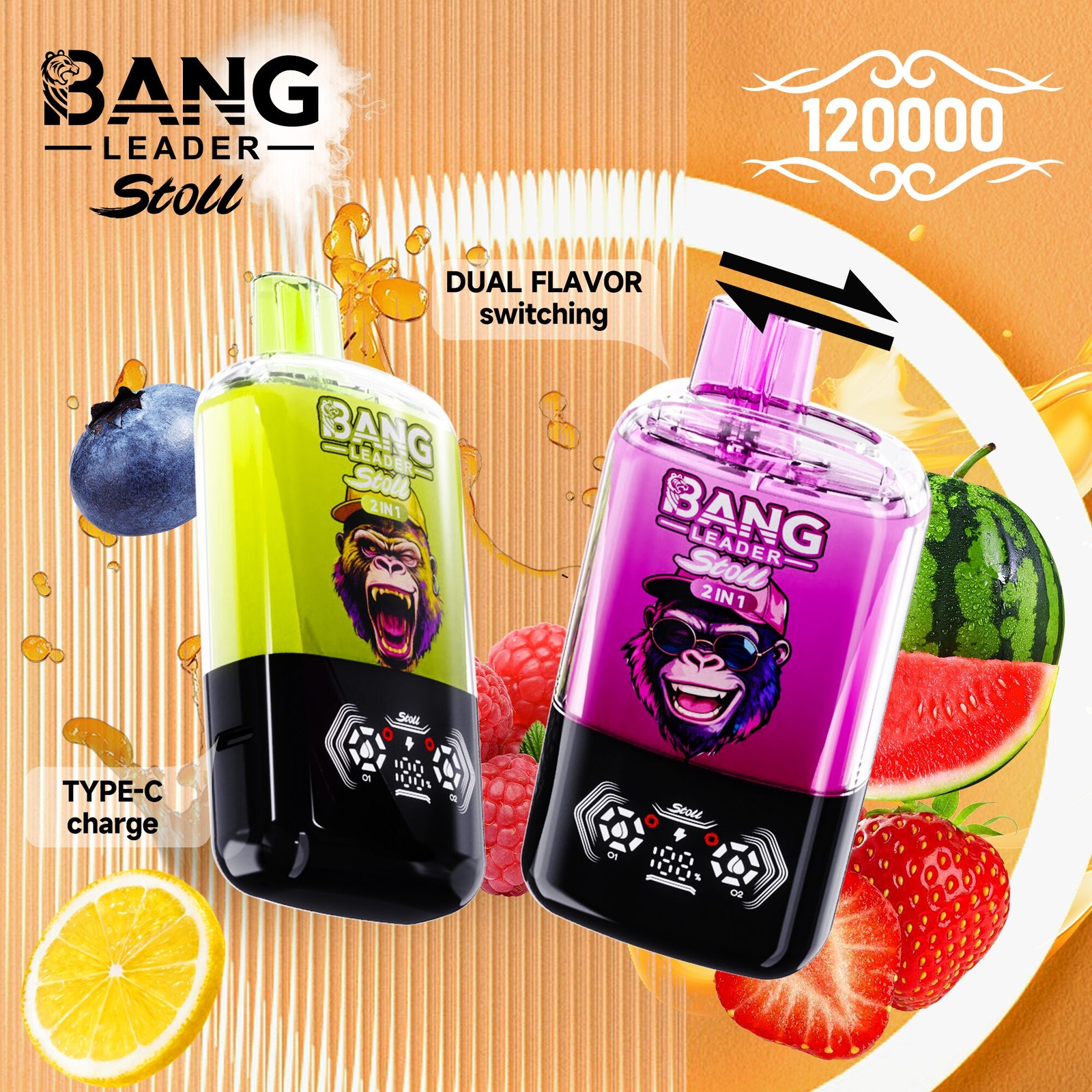 Bang Leader Stoll 120K 120000 Puffs Double Taste&Anti-Leak Design LED Display Disposable Vape product image