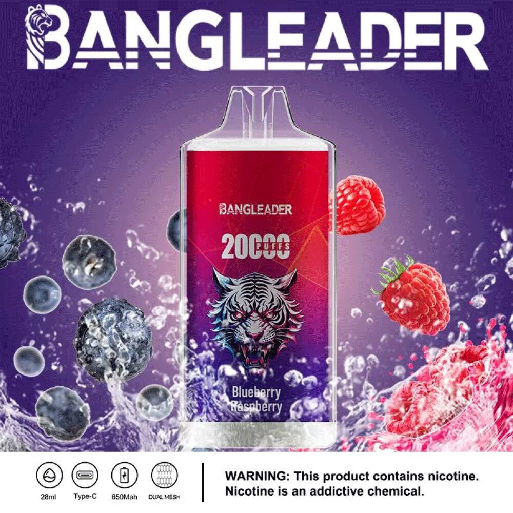 Bang Leader 20000 20K Puffs Product Disposable Vape in bang leader 20000 20k blueberry raspberry flavor