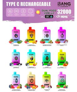 Bang Leader 32000 32k Puffs 0% 2% 3% 5% Nicotine Double Taste Disposable Vape in Avocado Ice & Lemon Lime flavor