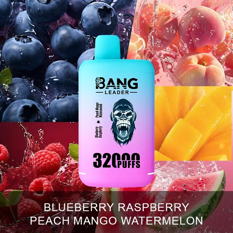 Bang Leader 32000 32k Puffs 0% 2% 3% 5% Nicotine Double Taste Disposable Vape in Blueberry Raspberry & Peach Mango Watermelon flavor