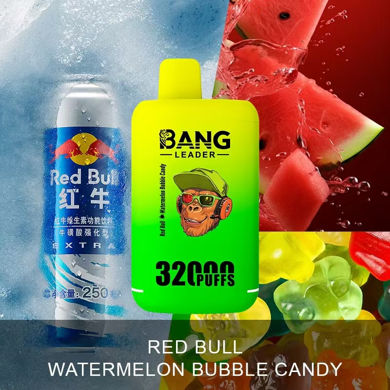 Bang Leader 32000 32k Puffs 0% 2% 3% 5% Nicotine Double Taste Disposable Vape in Red Bull & Watermelon Bubble Candy flavor