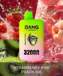 Bang Leader 32000 32k Puffs 0% 2% 3% 5% Nicotine Double Taste Disposable Vape in Strawberry Kiwi & Peach Ice flavor