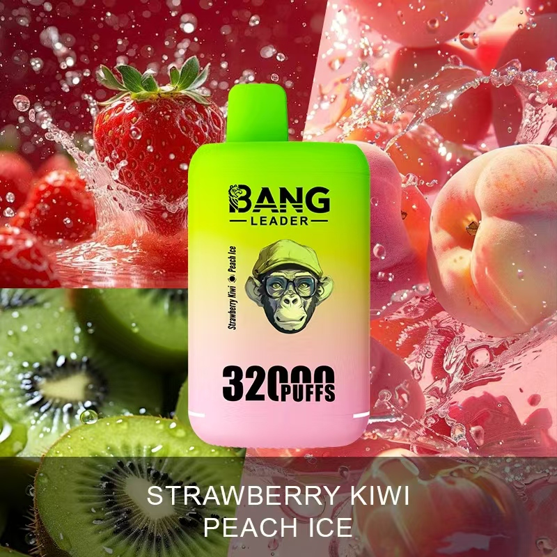 Bang Leader 32000 32k Puffs 0% 2% 3% 5% Nicotine Double Taste Disposable Vape in Strawberry Kiwi & Peach Ice flavor