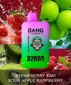 Bang Leader 32000 32k Puffs 0% 2% 3% 5% Nicotine Double Taste Disposable Vape in Strawberry Kiwi & Sour Apple Raspberry flavor