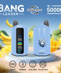 Bang Leader 50000 50K Puffs 2% 3% 5% Nicotine Double Taste LCD Display Disposable Vape in Banana Ice & Mango flavor