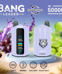 Bang Leader 50000 50K Puffs 2% 3% 5% Nicotine Double Taste LCD Display Disposable Vape in Black Grape & Green Grape flavor