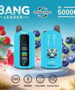 Bang Leader 50000 50K Puffs 2% 3% 5% Nicotine Double Taste LCD Display Disposable Vape in Blueberry Sour Raspberry & Blueberry flavor