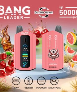 Bang Leader 50000 50K Puffs 2% 3% 5% Nicotine Double Taste LCD Display Disposable Vape in Cherry Cola & Pink Lemonade flavor
