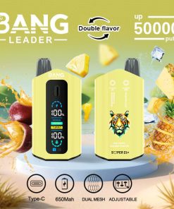 Bang Leader 50000 50K Puffs 2% 3% 5% Nicotine Double Taste LCD Display Disposable Vape in Pineapple Passion Fruit & Pineapple Ice flavor