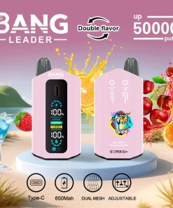 Bang Leader 50000 50K Puffs 2% 3% 5% Nicotine Double Taste LCD Display Disposable Vape in Raspberry Mojito & Cherry Raspberry Lime flavor