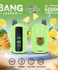 Bang Leader 50000 50K Puffs 2% 3% 5% Nicotine Double Taste LCD Display Disposable Vape in Sour Pineapple Lemonade & Lemon Lime flavor