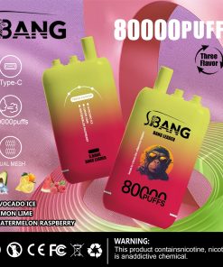 Bang Leader 80000 80K Puffs 3 in 1 Flavors Rechargeable Disposable Vape in Avocado Ice + Lemon Lime + Watermelon Raspberry flavor