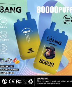 Bang Leader 80000 80K Puffs 3 in 1 Flavors Rechargeable Disposable Vape in Blueberry Ice + Black Dragon Ice + Mango Peach flavor