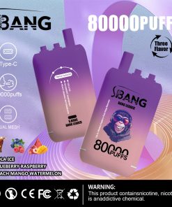 Bang Leader 80000 80K Puffs 3 in 1 Flavors Rechargeable Disposable Vape in Cola Ice + Blueberry Raspberry + Peach Mango Watermelon flavor
