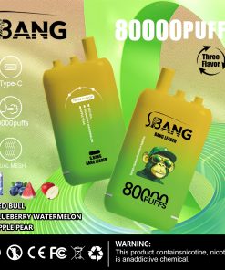 Bang Leader 80000 80K Puffs 3 in 1 Flavors Rechargeable Disposable Vape in Red Bull + Blueberry Watermelon + Apple Pear flavor