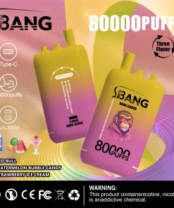 Bang Leader 80000 80K Puffs 3 in 1 Flavors Rechargeable Disposable Vape in Red Bull + Watermelon Bubble Candy + Strawberry Ice Cream flavor