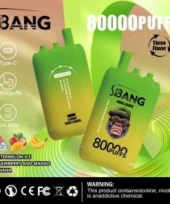 Bang Leader 80000 80K Puffs 3 in 1 Flavors Rechargeable Disposable Vape in Watermelon Ice + Strawberry And Mango + Banana flavor