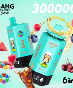 Bang Leader 300K 300000 Puffs 6-in-1 Flavors Rechargeable LED Display Disposable Vape in bang leader 300k 300000 cherry coke blueberry raspberry black