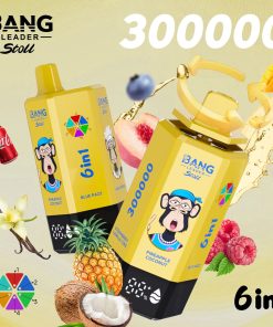 Bang Leader 300K 300000 Puffs 6-in-1 Flavors Rechargeable LED Display Disposable Vape in bang leader 300k 300000 pineapple coconut blue razz mixed berries