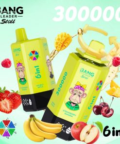Bang Leader 300K 300000 Puffs 6-in-1 Flavors Rechargeable LED Display Disposable Vape in bang leader 300k 300000 strawberry banana double apple raspberry
