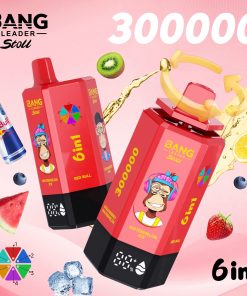Bang Leader 300K 300000 Puffs 6-in-1 Flavors Rechargeable LED Display Disposable Vape in bang leader 300k 300000 watermelon ice red bull strawberry kiwi