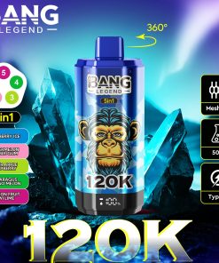 Bang Legend 120000 120K Puffs 5 in 1 Flavors Rechargeable LCD Display Disposable Vape in blueberry ice watermelon bubble gum sour apple raspberry lotus