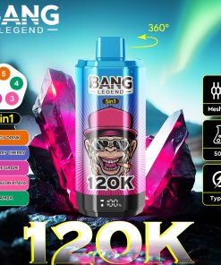 Bang Legend 120000 120K Puffs 5 in 1 Flavors Rechargeable LCD Display Disposable Vape in Energy Drink & Blueberry Cherry & Apple Grape & Watermelon Dragon