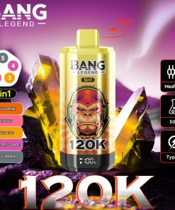 Bang Legend 120000 120K Puffs 5 in 1 Flavors Rechargeable LCD Display Disposable Vape in Energy Drink & Peach Ice & Mango Ice & Cranberry Grape &
