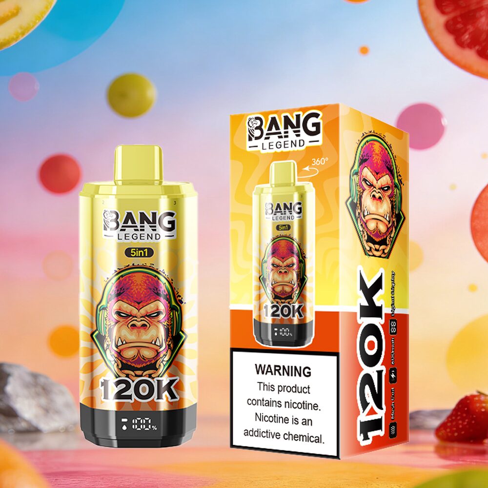 Bang Legend 120000 120K Puffs 5 in 1 Flavors & 5 oil tanks Rechargeable LCD Display Disposable Vape EU Warehouse in Energy Drink & Peach Ice & Mango Ice &
