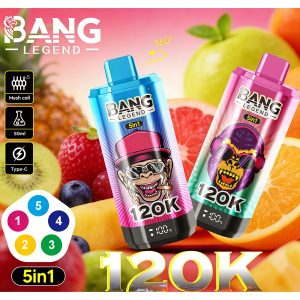 Bang Legend 120000 120K Puffs 5 in 1 Flavors & 5 oil tanks Rechargeable LCD Display Disposable Vape EU Warehouse product image