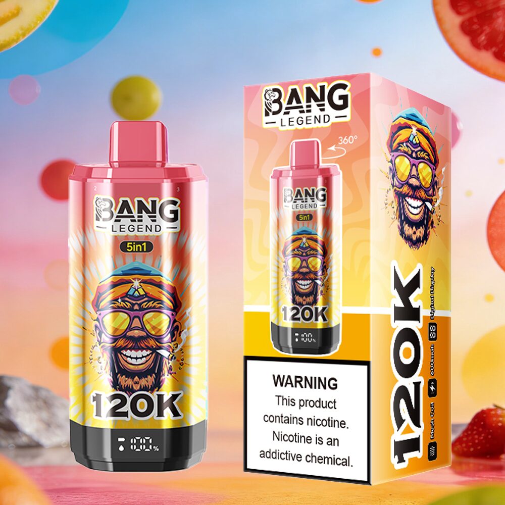 Bang Legend 120000 120K Puffs 5 in 1 Flavors & 5 oil tanks Rechargeable LCD Display Disposable Vape EU Warehouse in Strawberry Watermelon & Cantaloupe