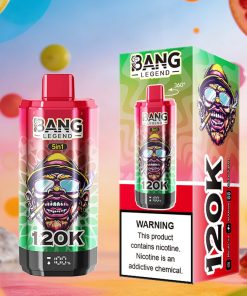 Bang Legend 120000 120K Puffs 5 in 1 Flavors & 5 oil tanks Rechargeable LCD Display Disposable Vape EU Warehouse in Watermelon Ice & Mixed Berries & Apple