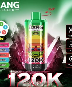 Bang Legend 120000 120K Puffs 5 in 1 Flavors Rechargeable LCD Display Disposable Vape in strawberry kiwi blueberry watermelon bear fudge blueberry bubble