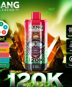 Bang Legend 120000 120K Puffs 5 in 1 Flavors Rechargeable LCD Display Disposable Vape in Watermelon Ice & Mixed Berries & Apple Pear & Blueberry Mint &