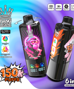 Bang Legend 150000 150K Puffs 6 in 1 Flavors Rechargeable LED Display Disposable Vape in cherry ice / mixed berries / red cola flavor