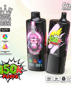 Bang Legend 150000 150K Puffs 6 in 1 Flavors Rechargeable LED Display Disposable Vape in peach ice / mango peach / blueberry peach flavor