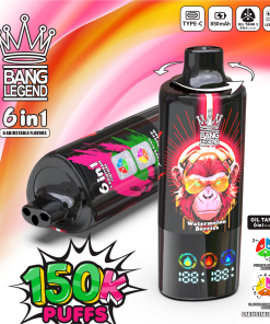 Bang Legend 150000 150K Puffs 6 in 1 Flavors Rechargeable LED Display Disposable Vape in watermelon ice / watermelon berries / strawberry watermelon flavor