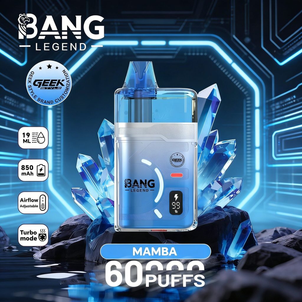 Produktbild: Bang Legend Geek 60000 (60.000 Züge) – Einweg-Vape mit einstellbarem Luftstrom und Turbo-Modus