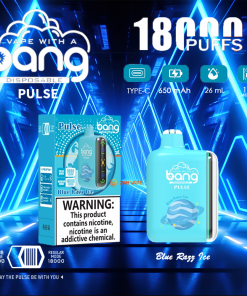 Bang Pulse 18000 18Kパフ デュアルメッシュ 使い捨てベイプポッド(ブルー・ラズ・アイス味)