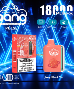 Bang Pulse 18000 18Kパフ デュアルメッシュ 使い捨てベイプポッド(ジューシーピーチアイス味)