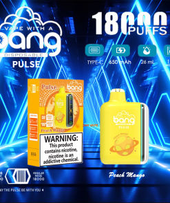 Bang Pulse 18000 18Kパフ デュアルメッシュ 使い捨てベイプポッド(ピーチマンゴー味)